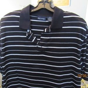 JB702.  Men's Black & White Polo.  Size Lg